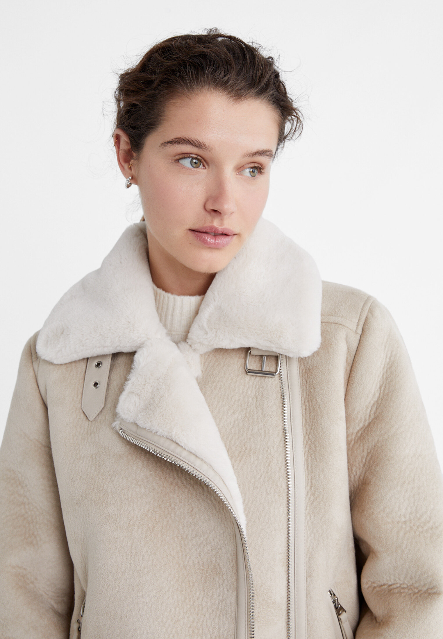 Women's faux shearling outlet moto jacket