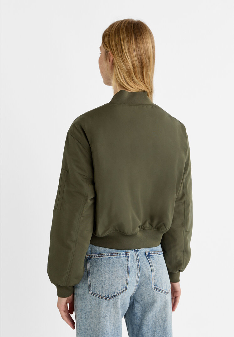 Stradivarius Quilted bomber jacket  Khaki S