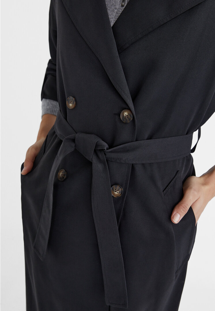 Stradivarius Long flowing trench coat  Black L