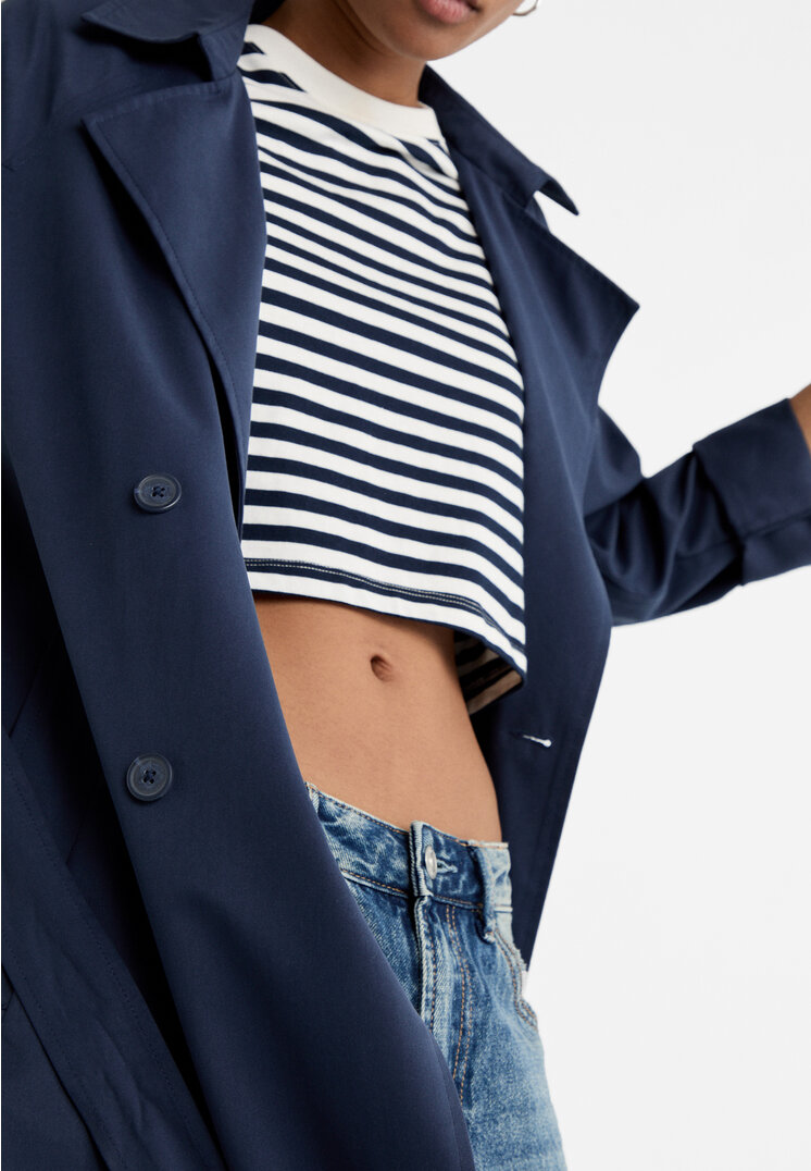 Stradivarius Long flowing trench coat  Navy blue S