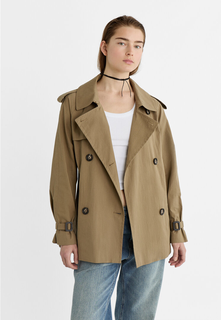 Stradivarius Kurtka w stylu trencza Khaki M
