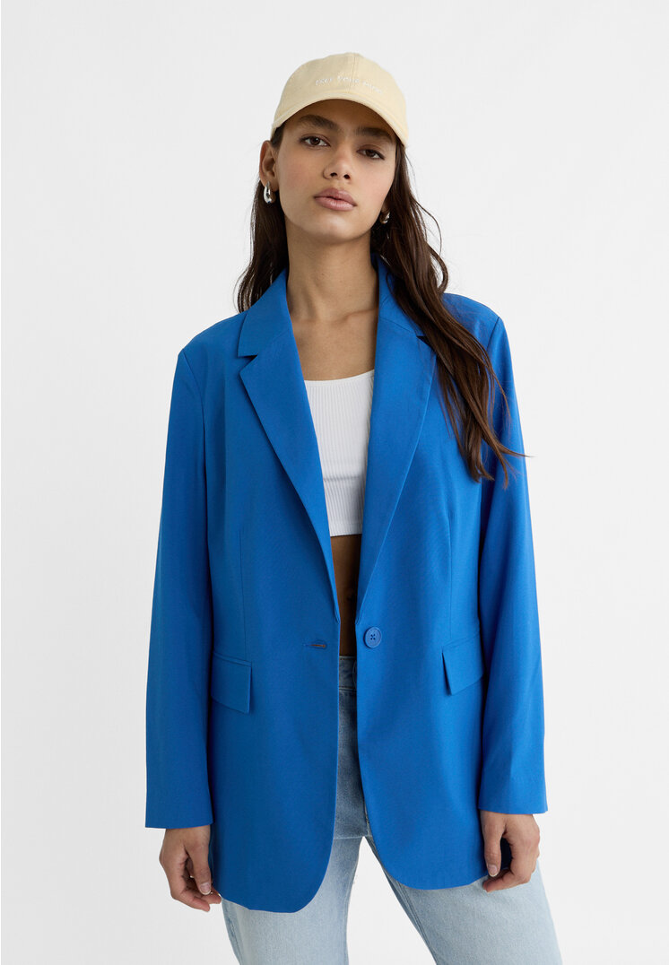 Stradivarius Blazer im Regular-Fit Elektrisch Blau L