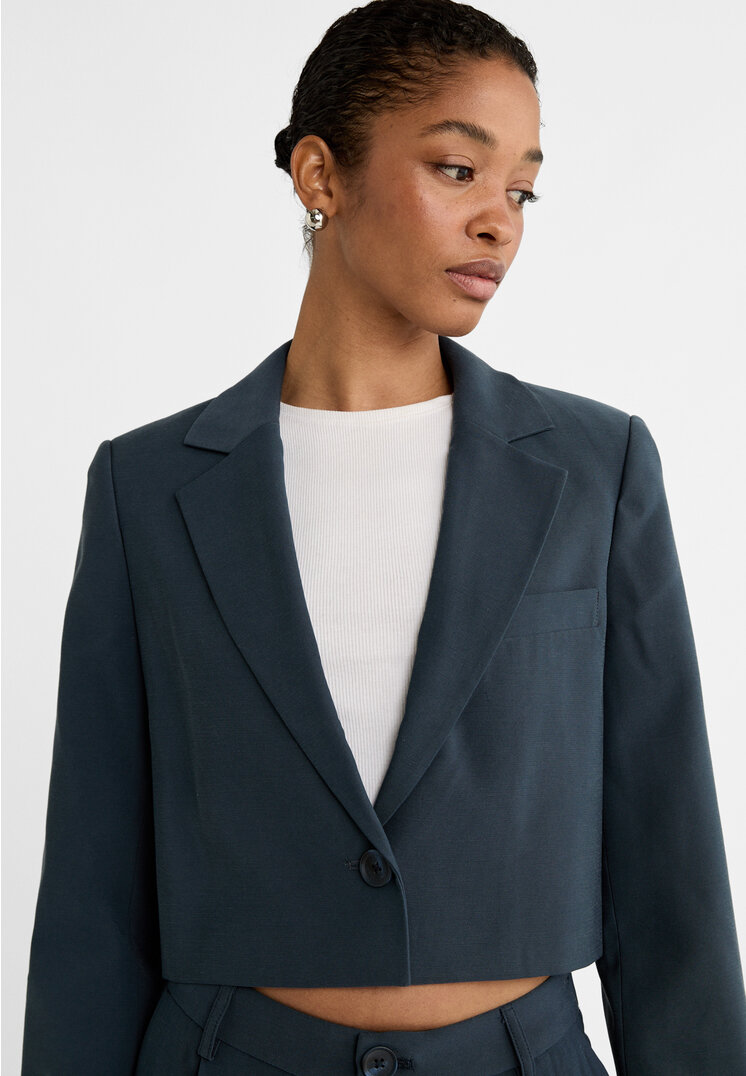 Stradivarius Blazer cropped morbido  Azzurro mare S