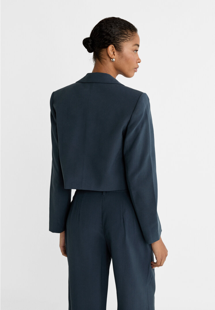 Stradivarius Blazer cropped morbido  Azzurro mare S