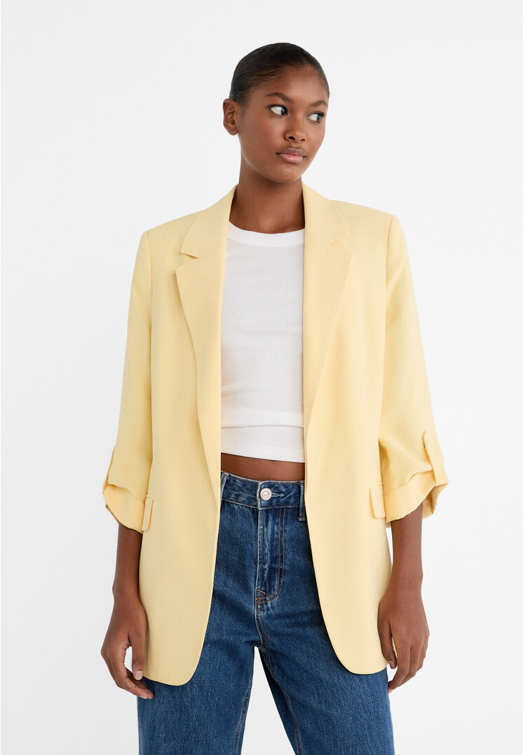 

Stradivarius Blazer Regular-Fit fließend Pastellgelb XS