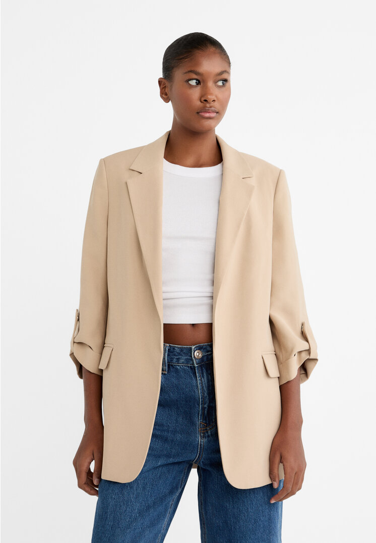 

Stradivarius Blazer Regular-Fit fließend Beige XL