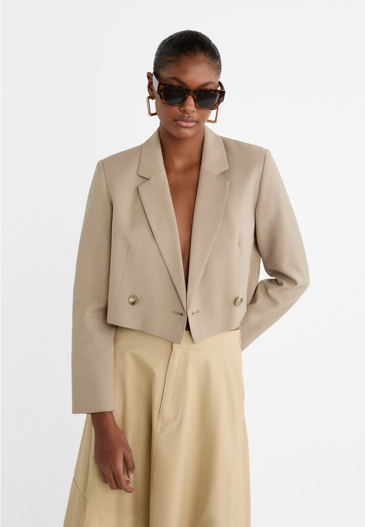

Stradivarius Fließender Cropped-Blazer Braun S