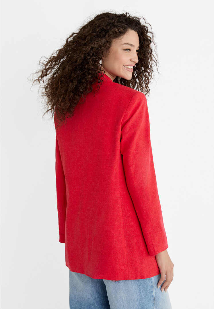 Stradivarius Blazer aperto morbido misto lino  Rosso M
