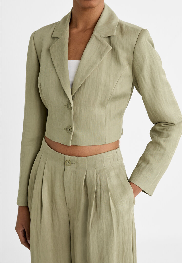 Stradivarius Blazer cropped con fiocco  Kaki M