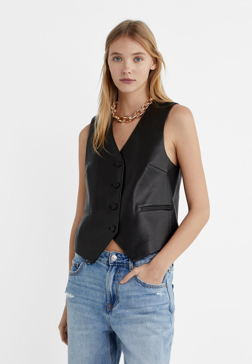 Chaleco punto mujer online stradivarius