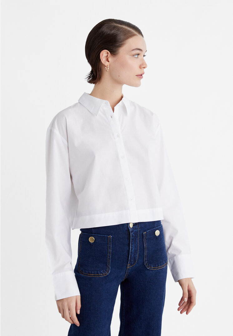Short poplin shirt - Women's fashion