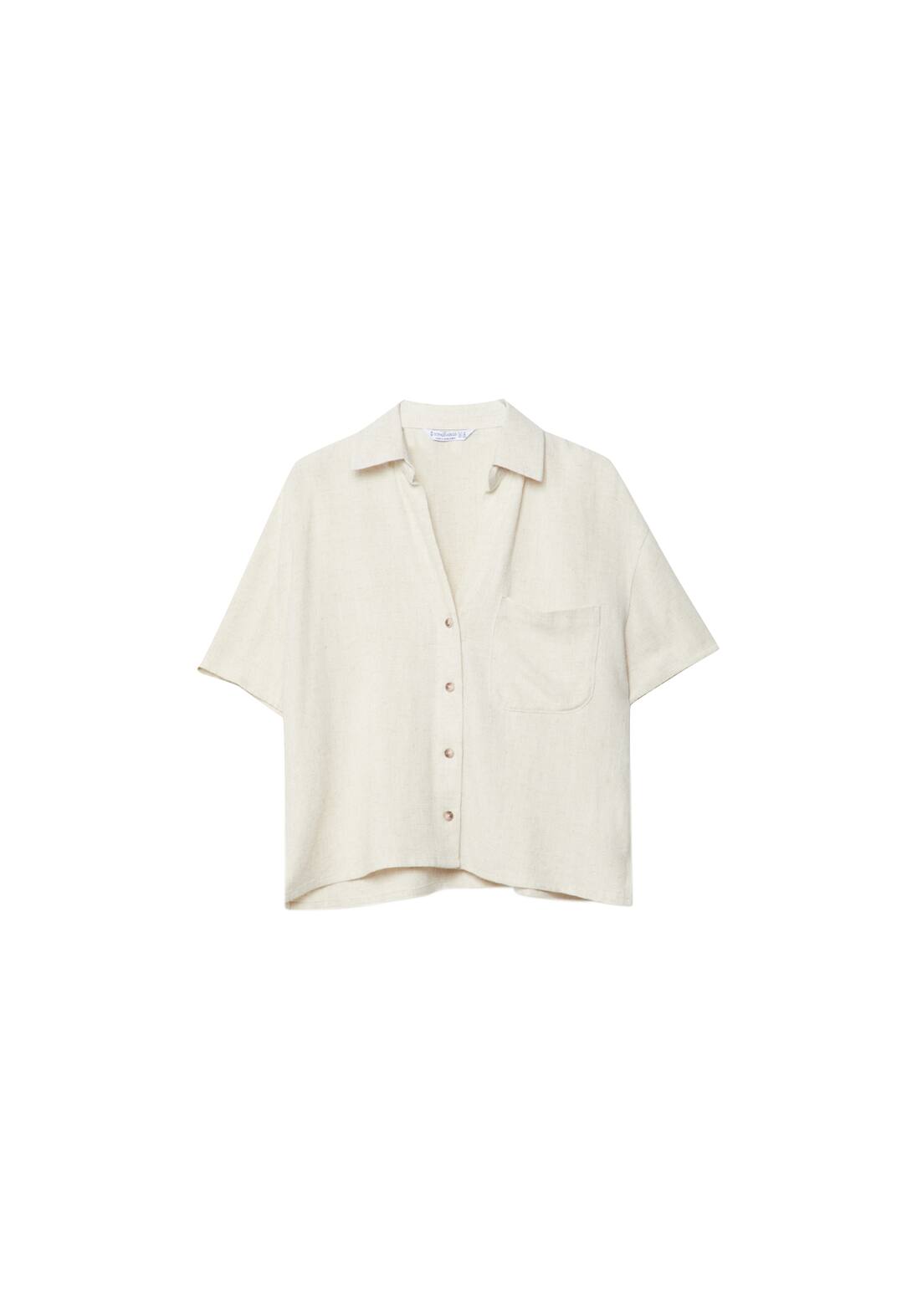 Short sleeve linen blend shirt