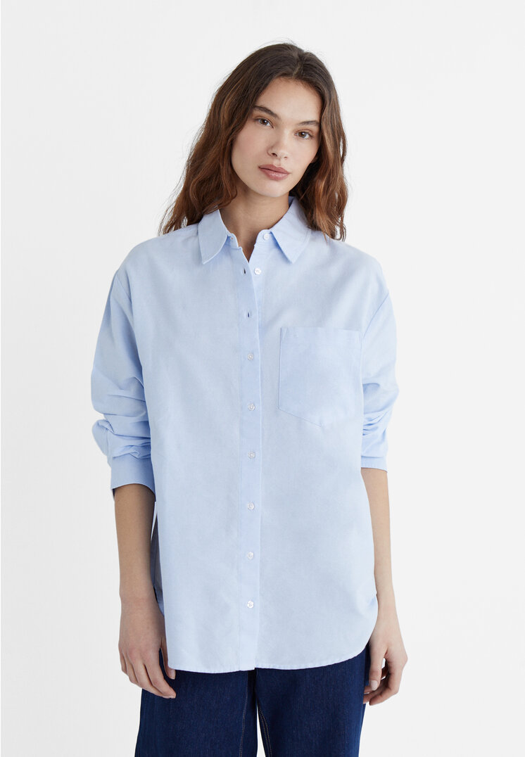 

Stradivarius Koszula oversize z popeliny Błękitny L