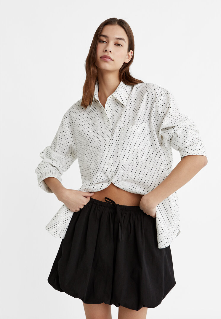 Stradivarius Camicia in popeline oversize a pois  Nero XL