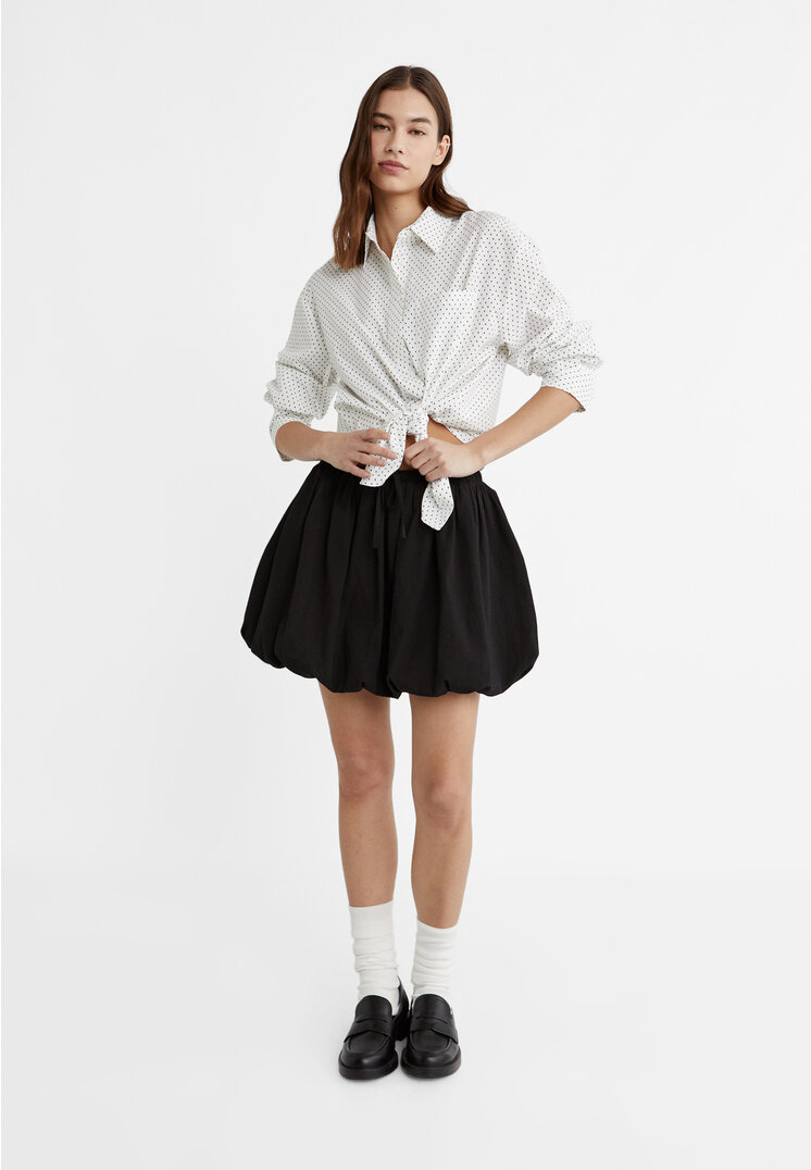 Stradivarius Camicia in popeline oversize a pois  Nero XL