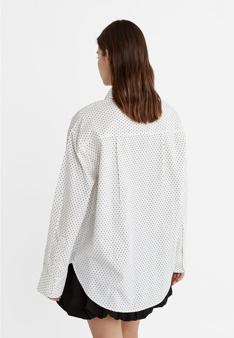 Stradivarius Camicia in popeline oversize a pois  Nero XL