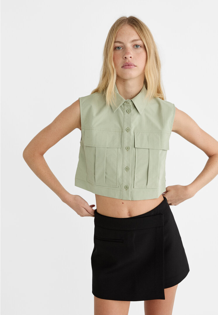 

Stradivarius Hemd ärmelloses Taschen Khaki M
