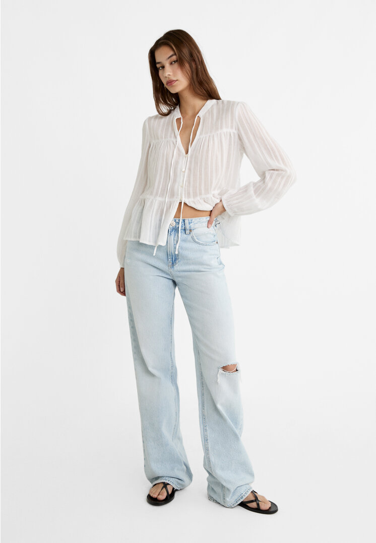 Stradivarius Flowing boho blouse  White L