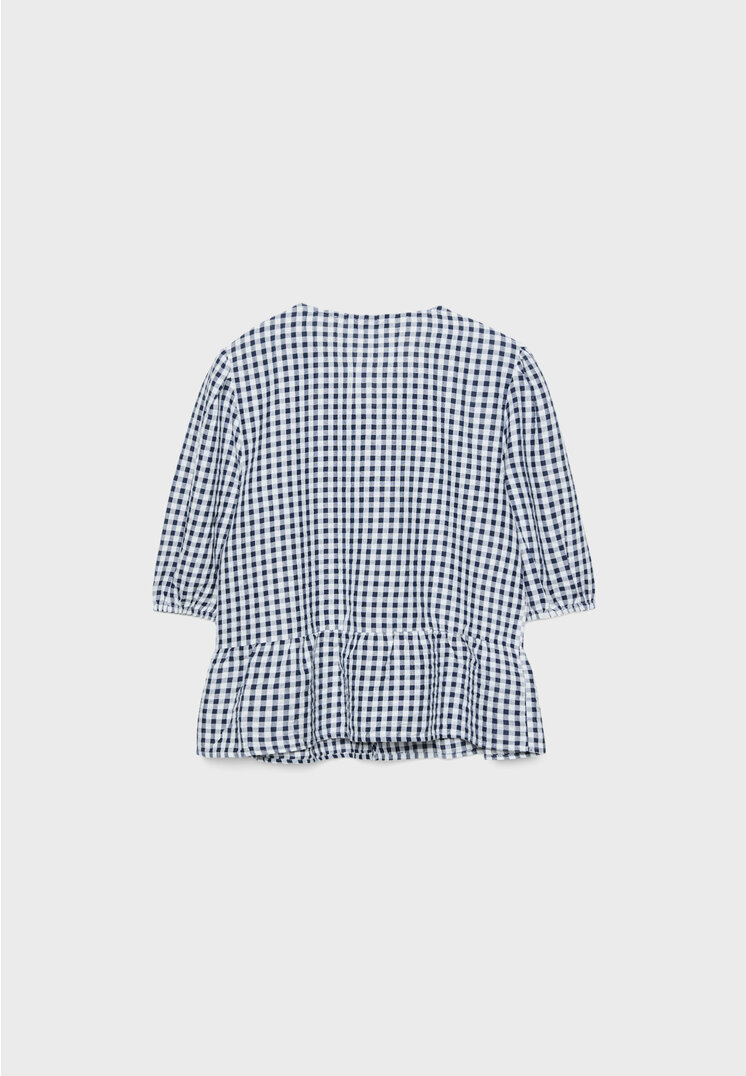 Gingham blouse with knot detail