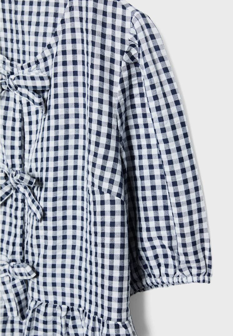 Gingham blouse with knot detail - Women's fashion | Stradivarius