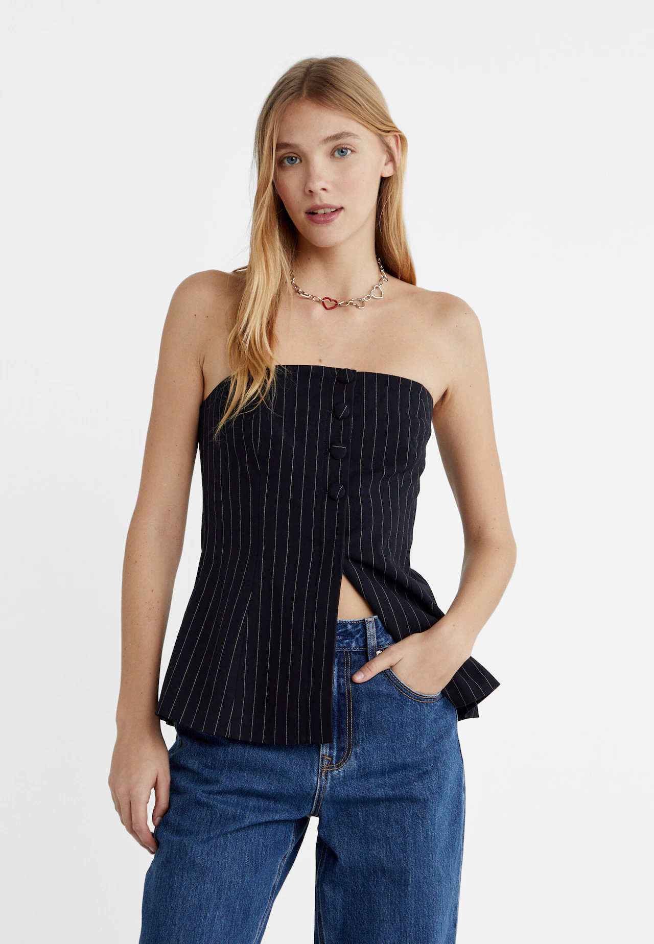 Strapless striped top