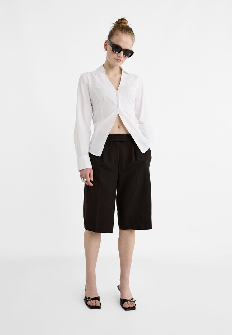 Stradivarius Poplin shirt with open back  White XS