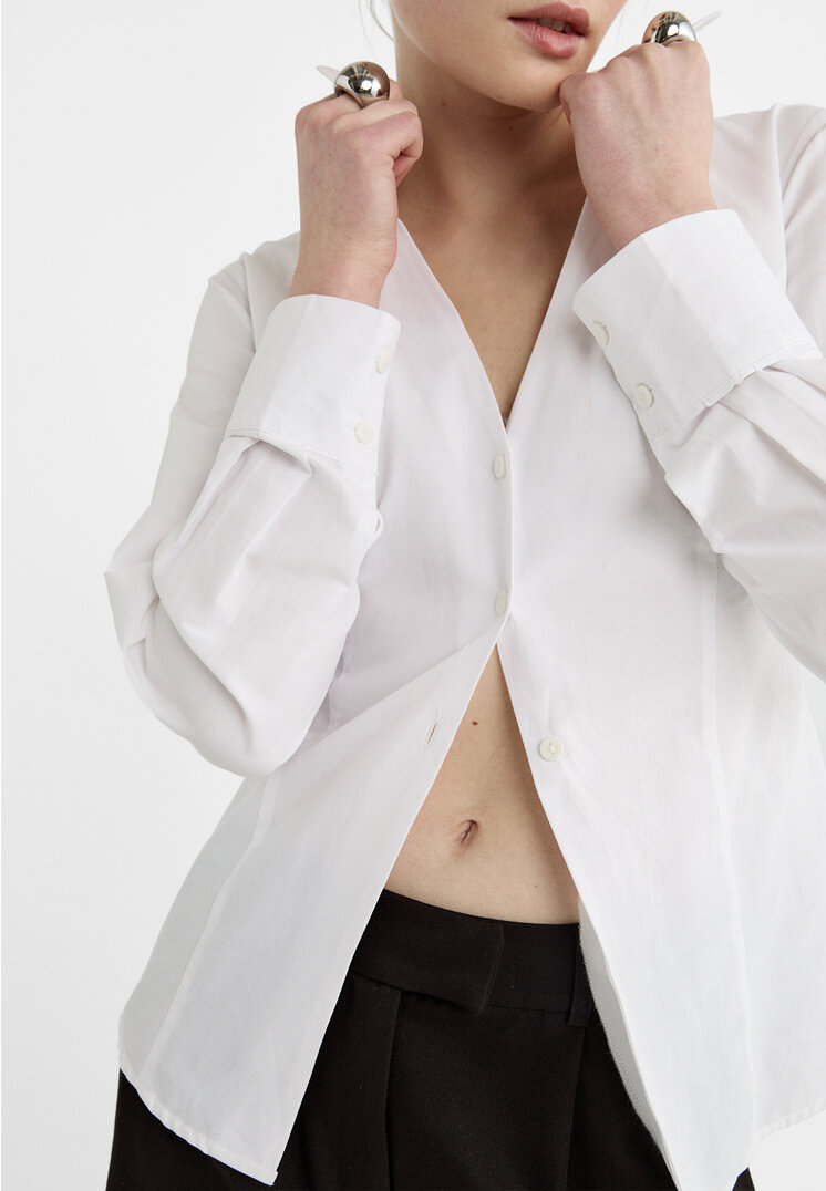 Stradivarius Poplin shirt with open back  White XS