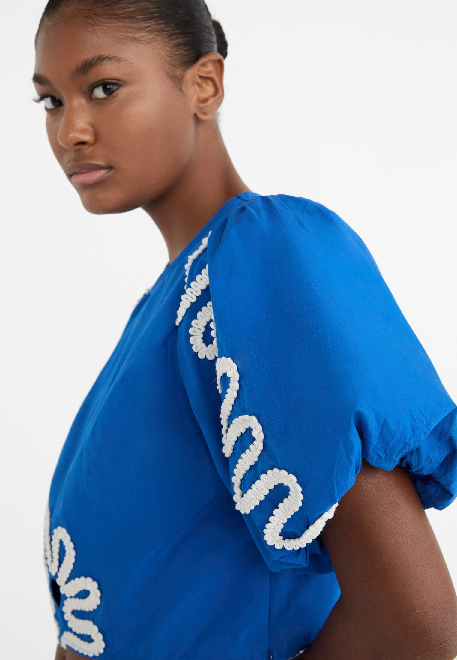 women's white embroidered blouse