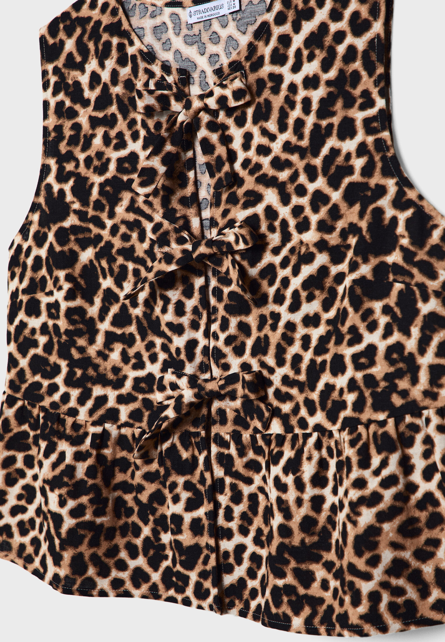 Loose leopard print top with ties Women s fashion Stradivarius Armenia