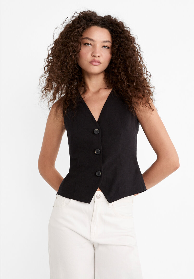 

Stradivarius Rückenfreie Weste Schwarz XS