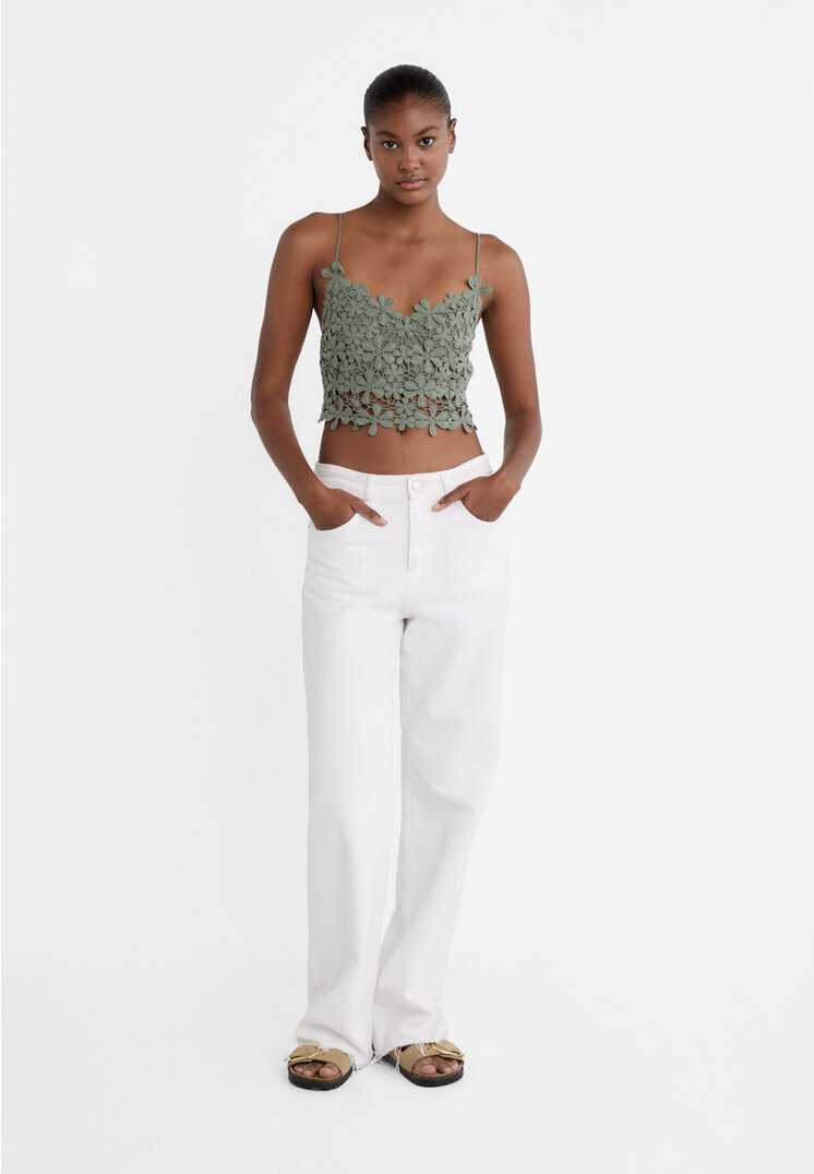 stradivarius crochet top