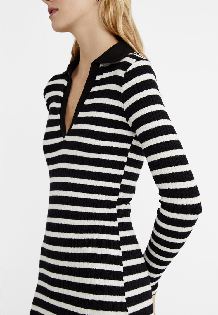 Stradivarius Long striped knit dress  Black L