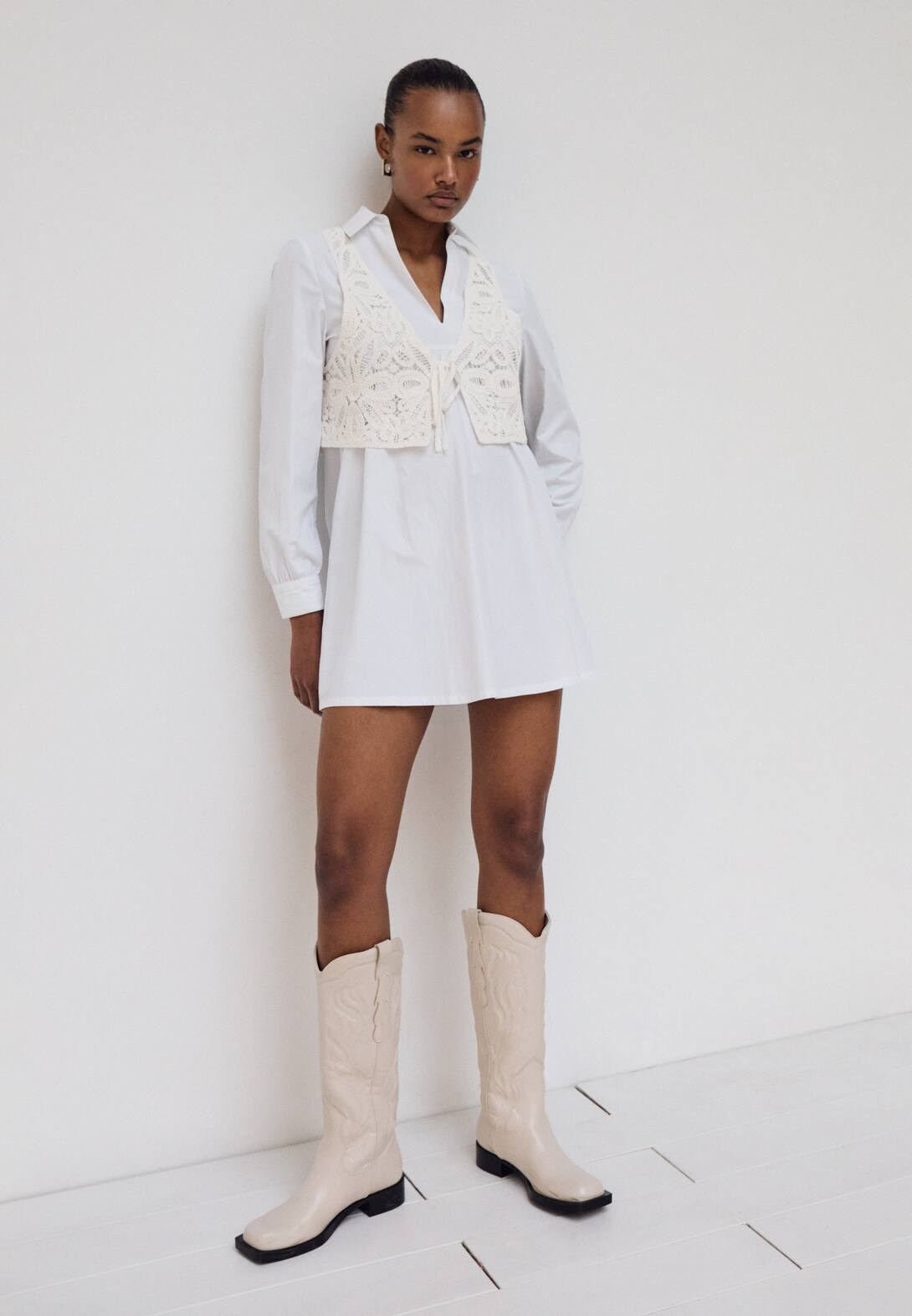 Robe gilet courte sans manches en crochet