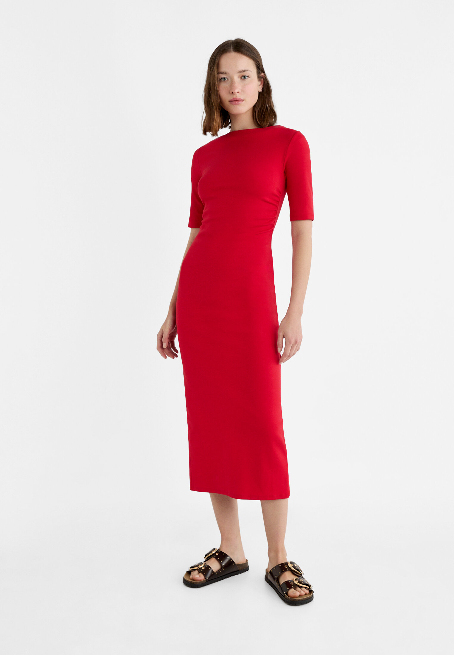 Gathered midi dress