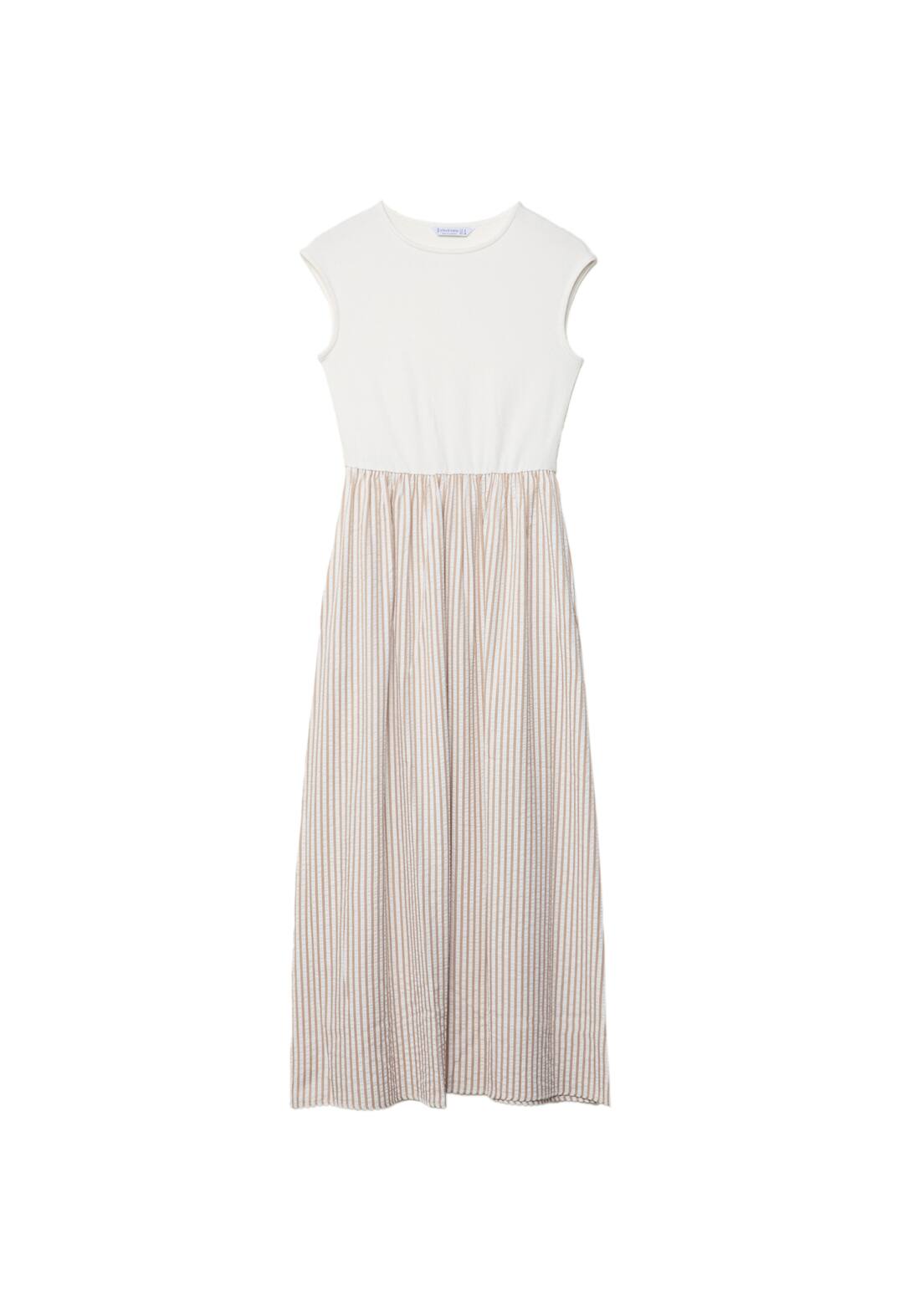 Robe midi contrastante à mini manches