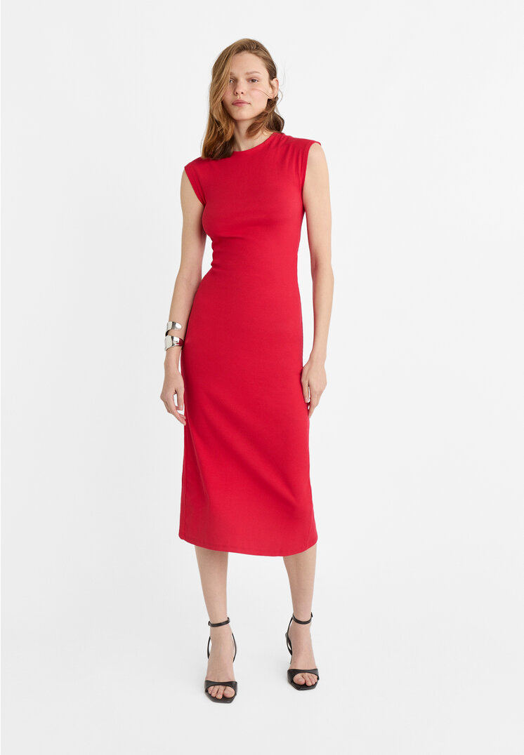 

Stradivarius Midikleid mit Patentmuster Rot S