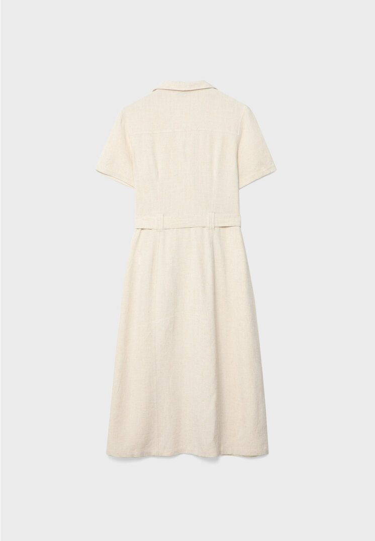 Linen blend midi shirt dress - Women's fashion | Stradivarius Canada