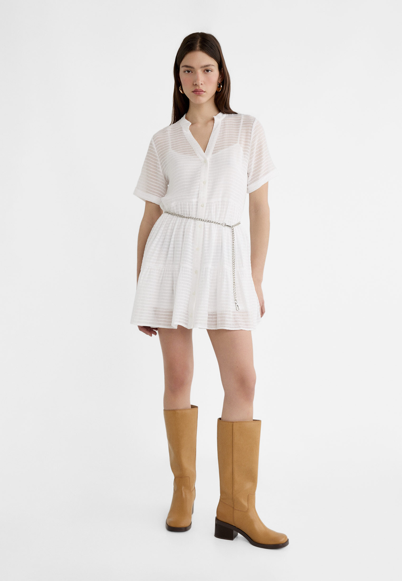 Short flowing shirt dress Women s fashion Stradivarius Oman