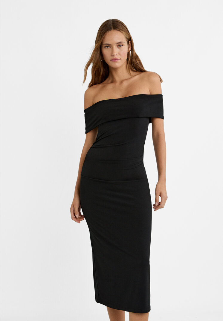 Stradivarius Vestito lungo con spalle scoperte  Nero L