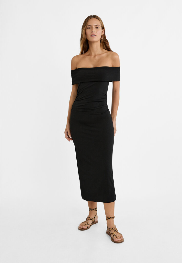 Stradivarius Vestito lungo con spalle scoperte  Nero L