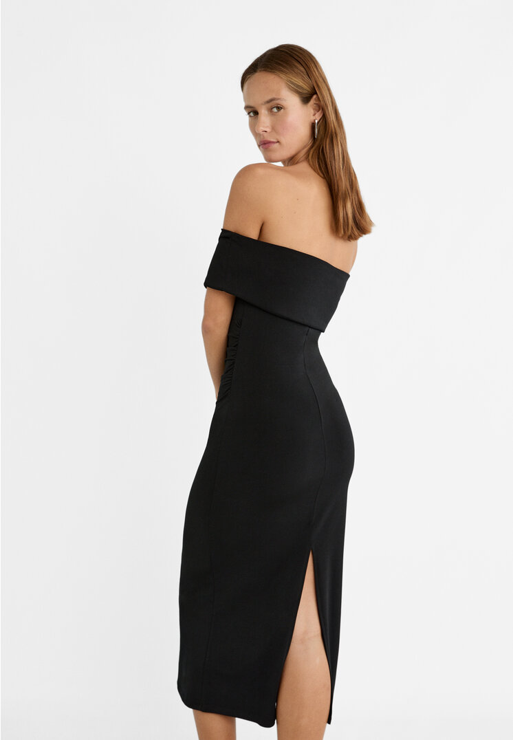Stradivarius Vestito lungo con spalle scoperte  Nero L