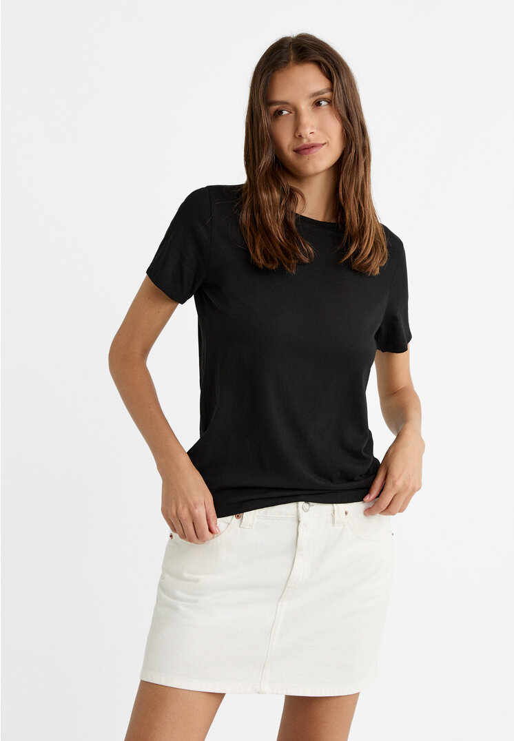 Stradivarius Maglietta basic a maniche corte  Nero M