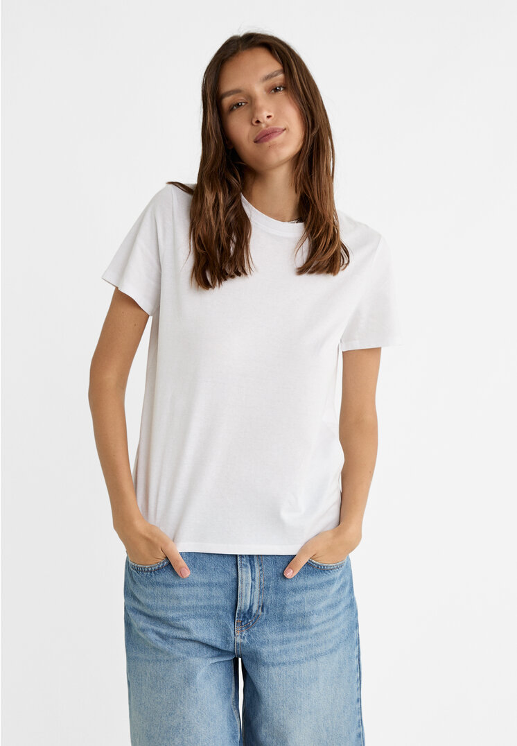 

Stradivarius Basic T-Shirt Weiß M