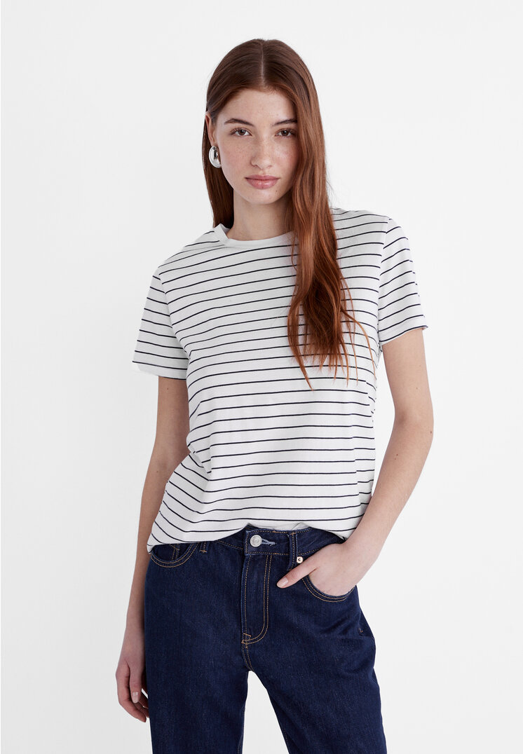 

Stradivarius Koszulka basic Biały M