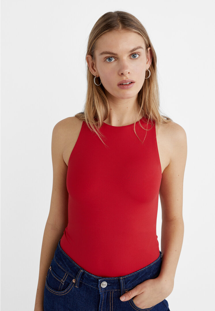 

Stradivarius Neckholder-Body aus Polyamid Granatrot L