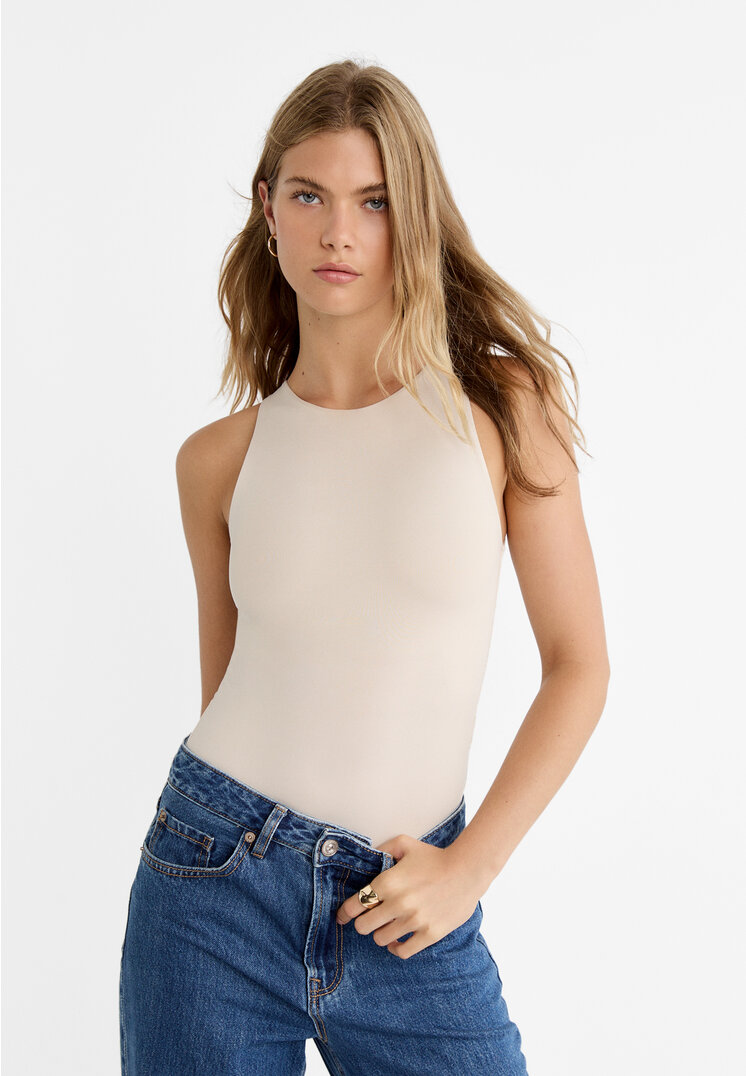 

Stradivarius Body z poliamidu z dekoltem halter Szary M