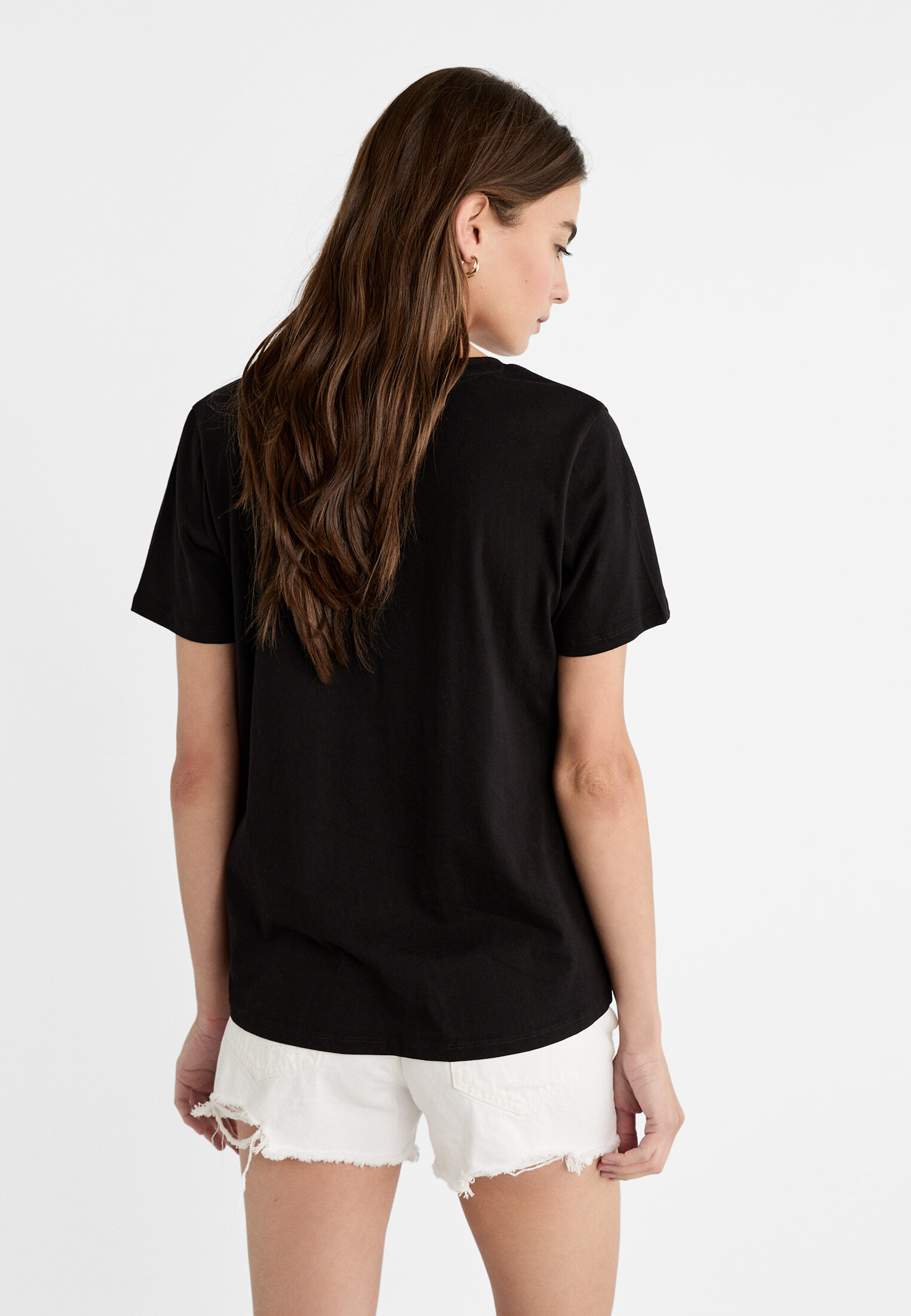 T shirt basic col en V Mode femme Stradivarius France