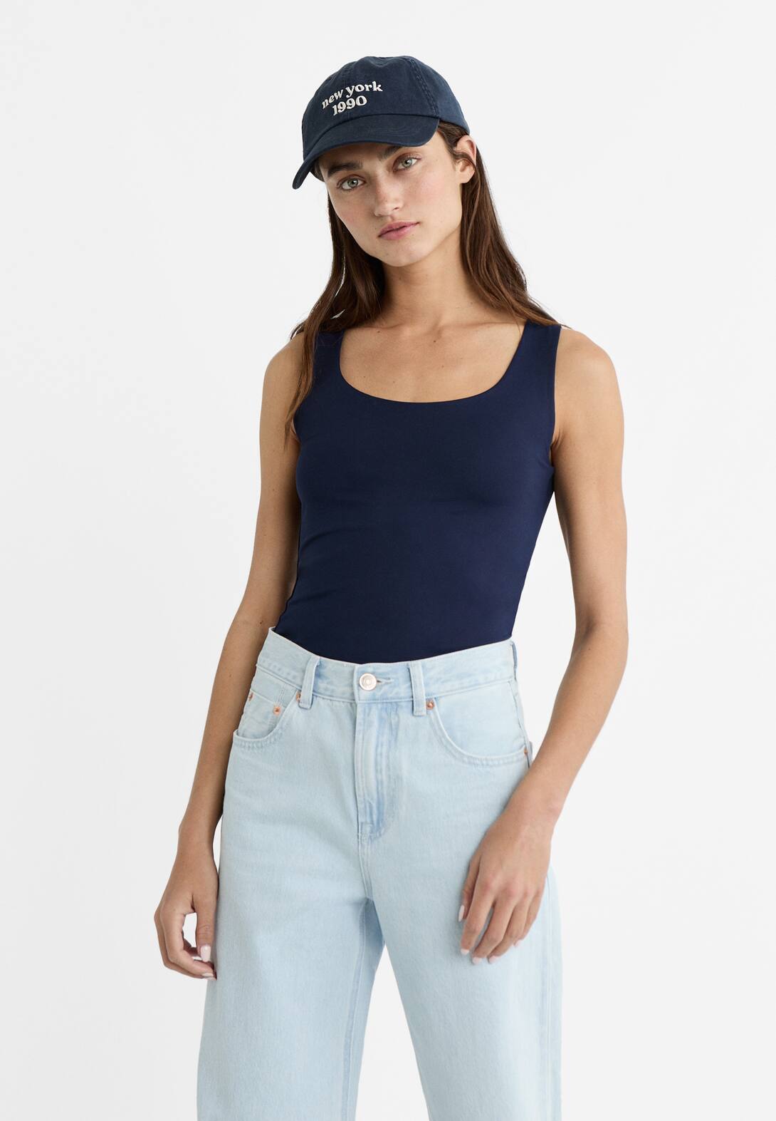 Polyamide tank top with wide straps