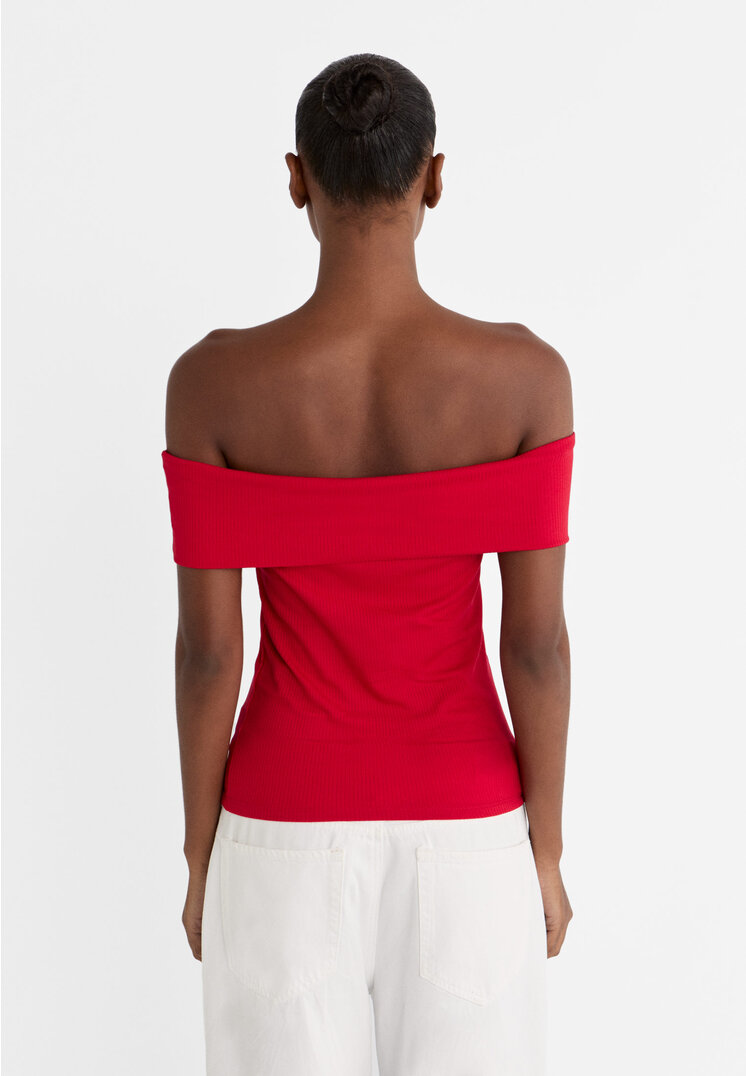 Stradivarius Off-the-shoulder top  Red M