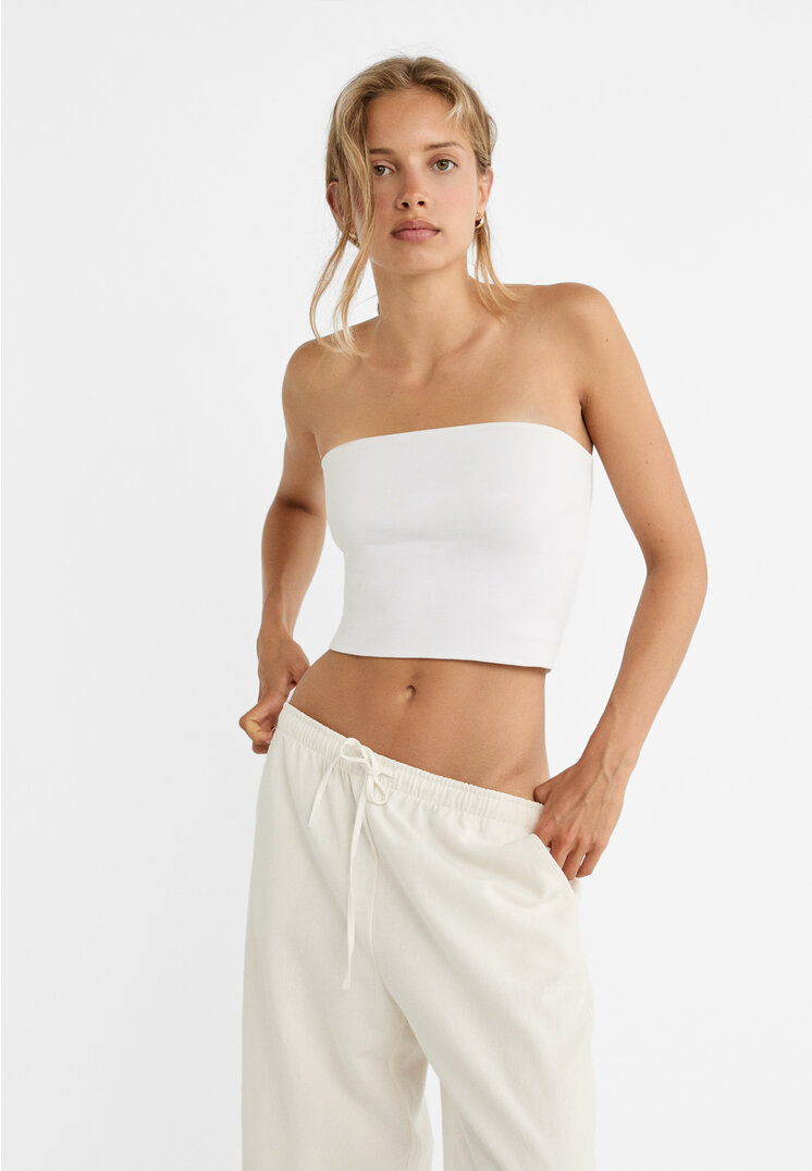 

Stradivarius Bandeau-Top Weiß S